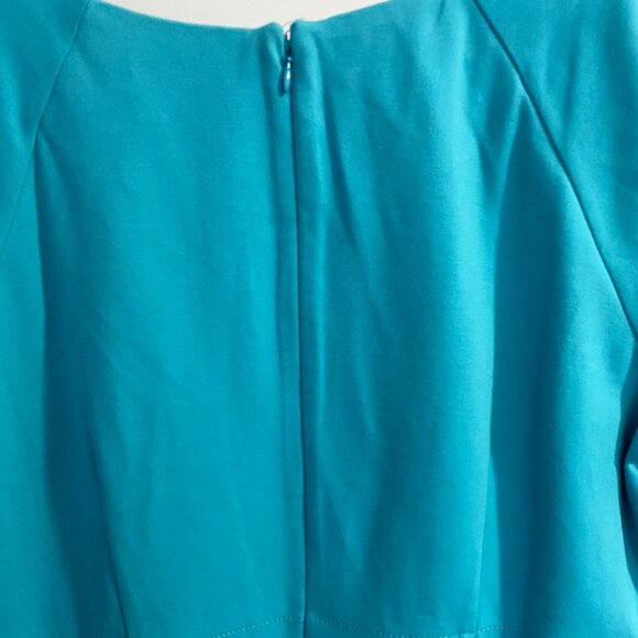 NWT Talbots Stretch Short Sleeve Sheath Turquoise Zipper Back Dress - Picture 9 of 10